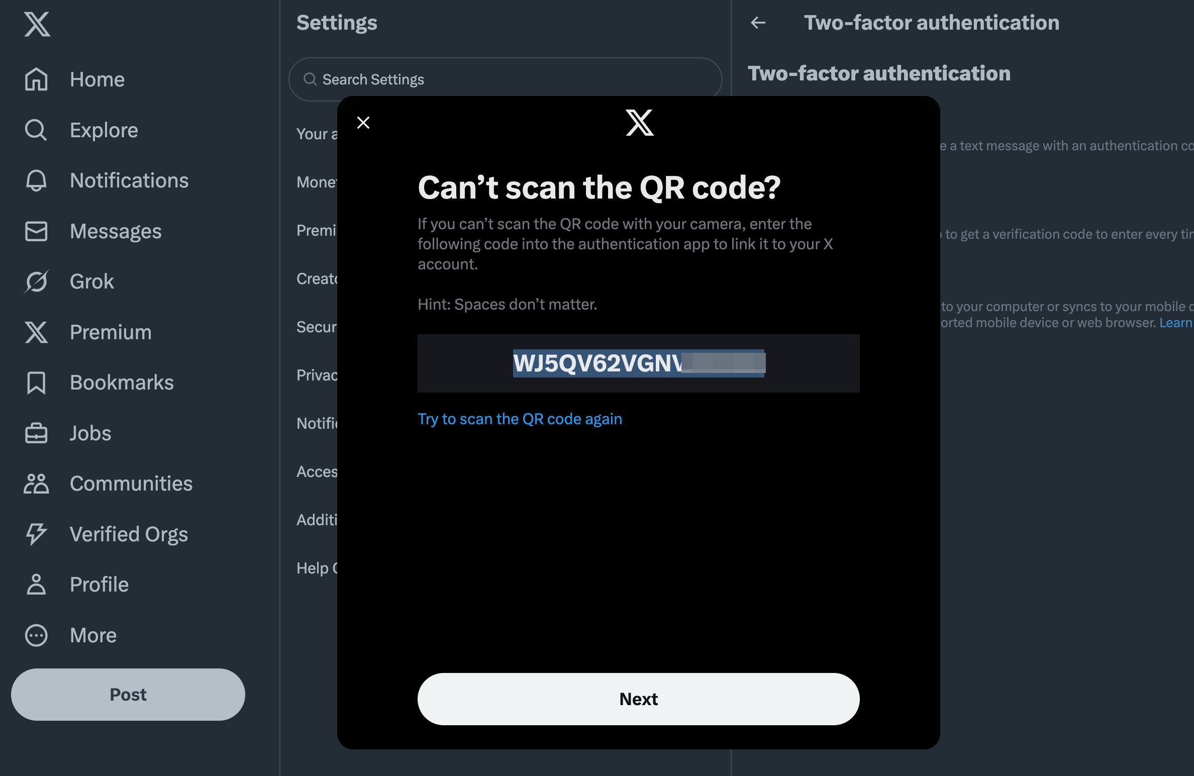 Copy Secret Key